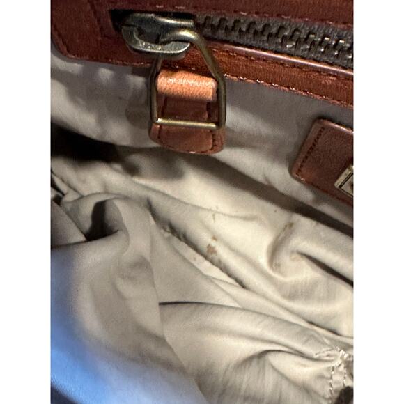 Olivia Heather Genuine Leather Satchel Bag Cognac Brown - Picture 10 of 11